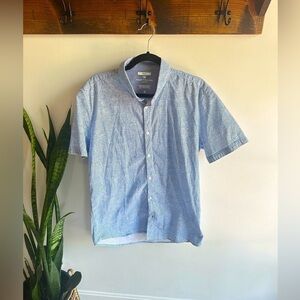 TOM TAILOR Button Down size XL Short Sleeve Blue Fitted Style